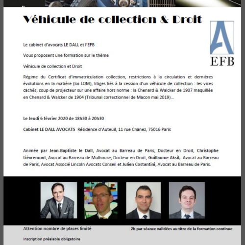 programme 6 02 2020 véhicule de collection & droit