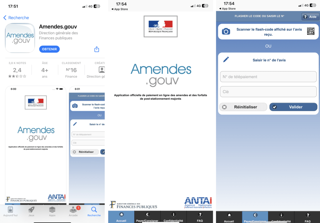 appli paiement amendes.gouv.fr consignation