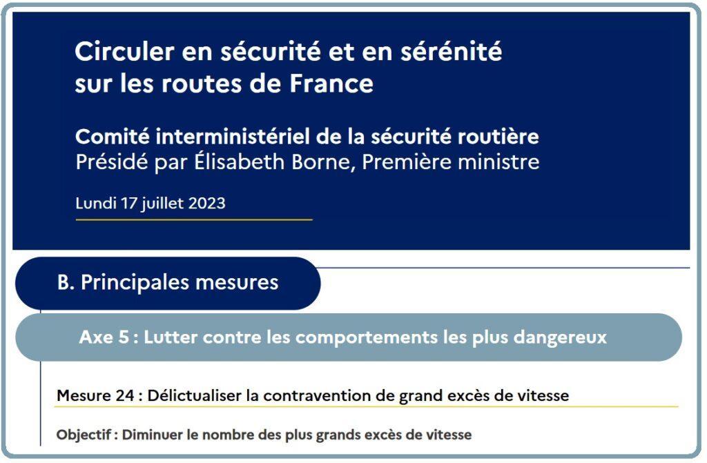 CISR juillet 2023 délit de grand excès de vitesse